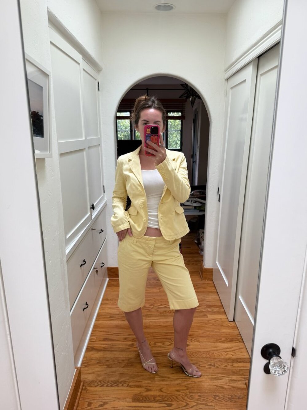 Vintage Juicy Couture Butter Yellow Blazer & Bermuda Shorts Set Y2K Size L
